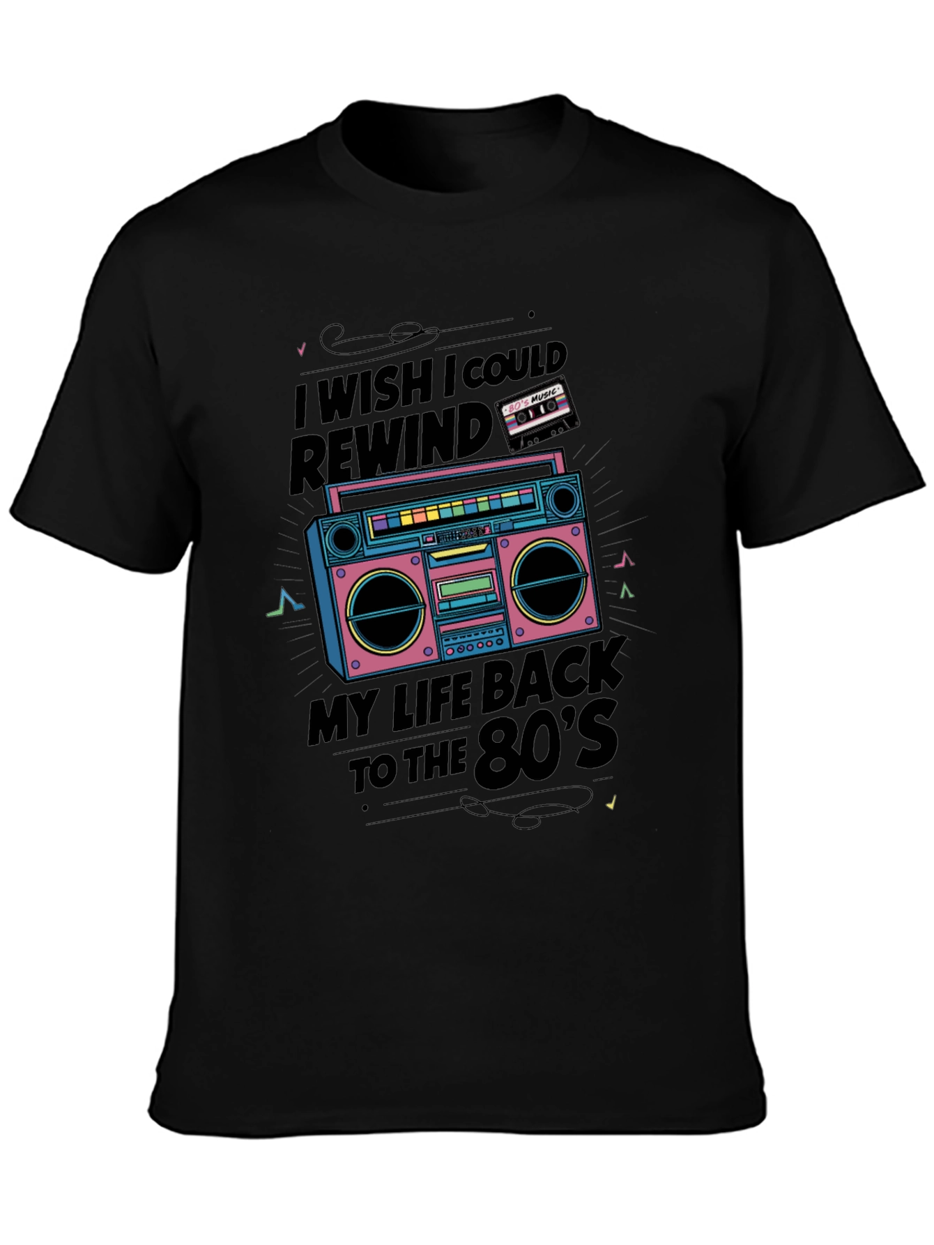 Retro 80s Music Boombox Graphic Tee