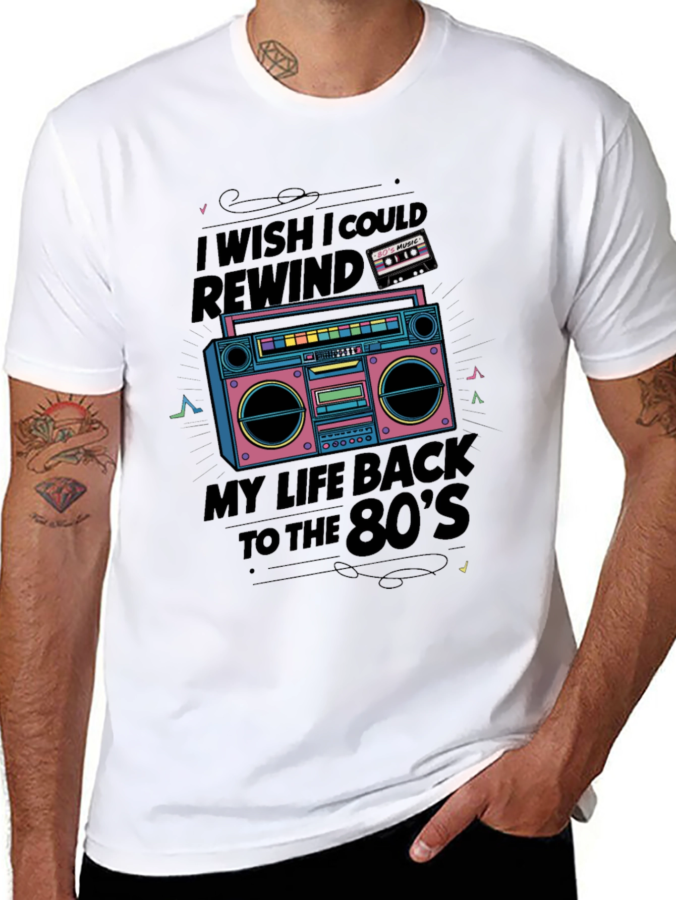 Retro 80s Music Boombox Graphic Tee