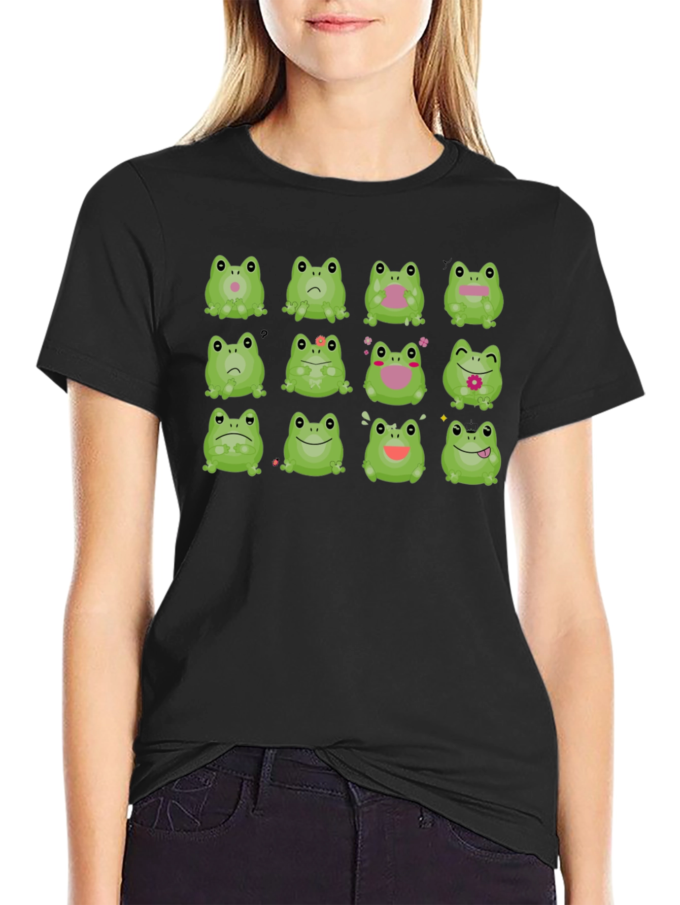 Frog Expression Black T-Shirt - Unisex