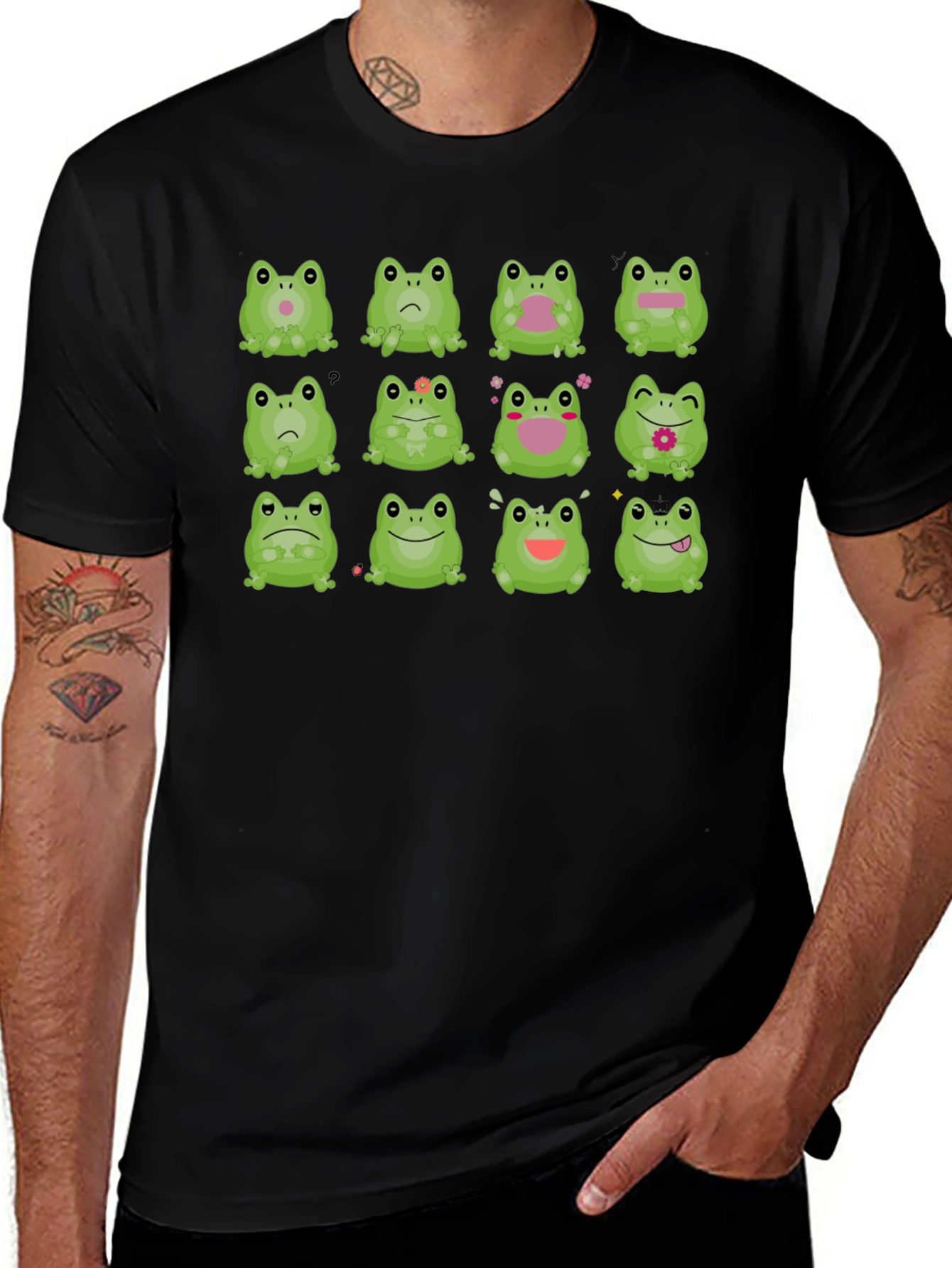 Frog Expression Black T-Shirt - Unisex