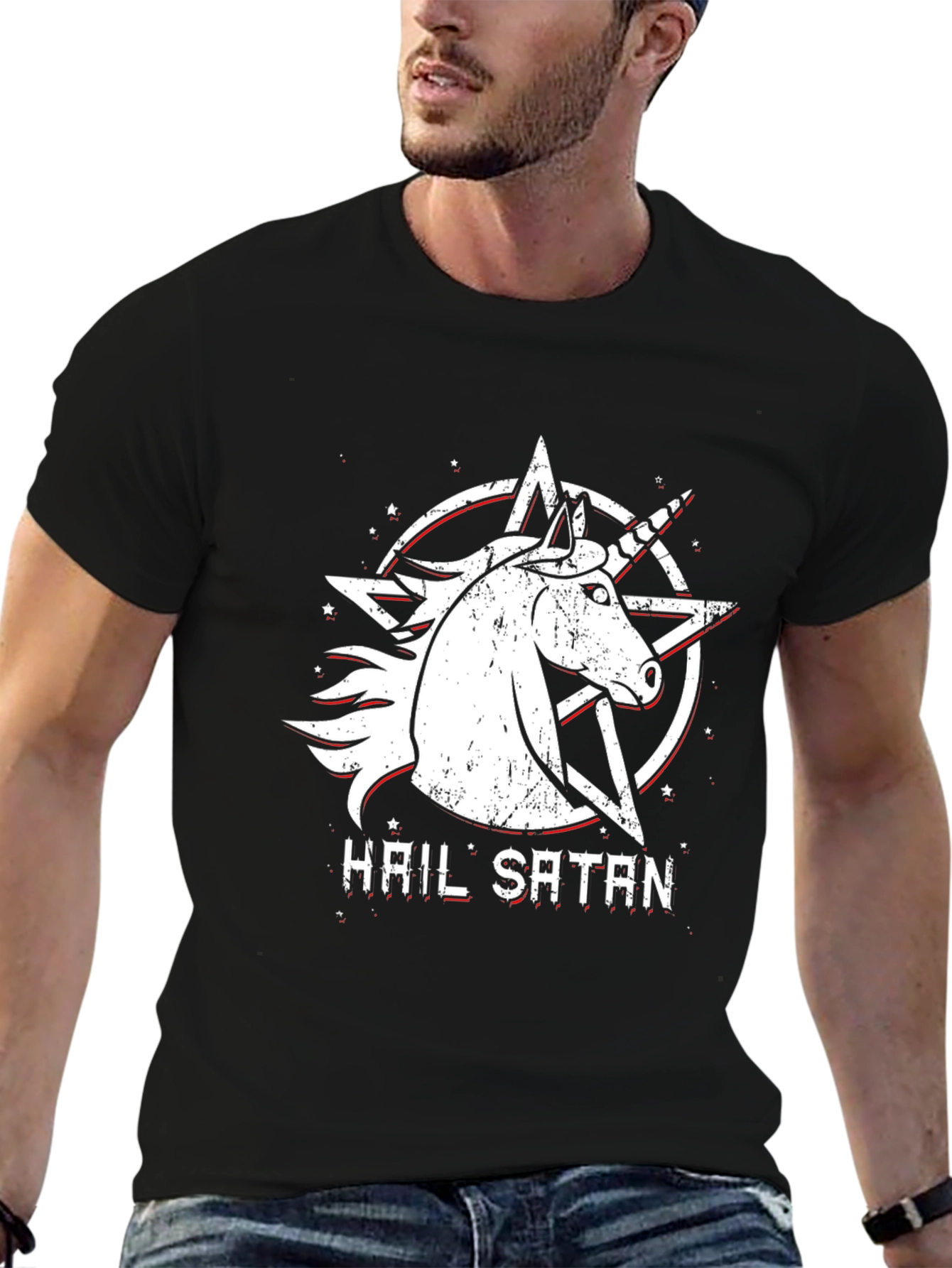 Hail Satan Unicorn Graphic T-Shirt