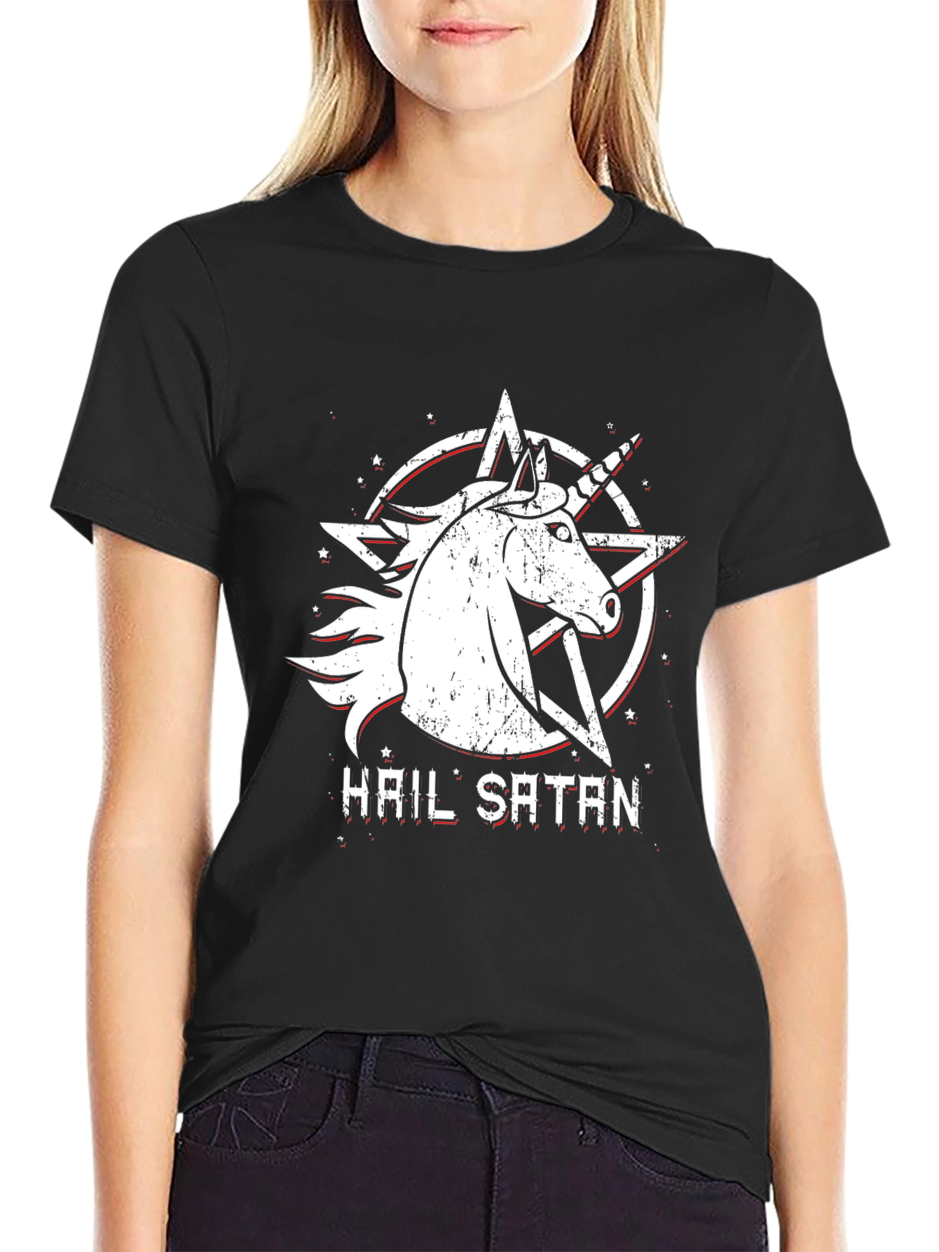 Hail Satan Unicorn Graphic T-Shirt