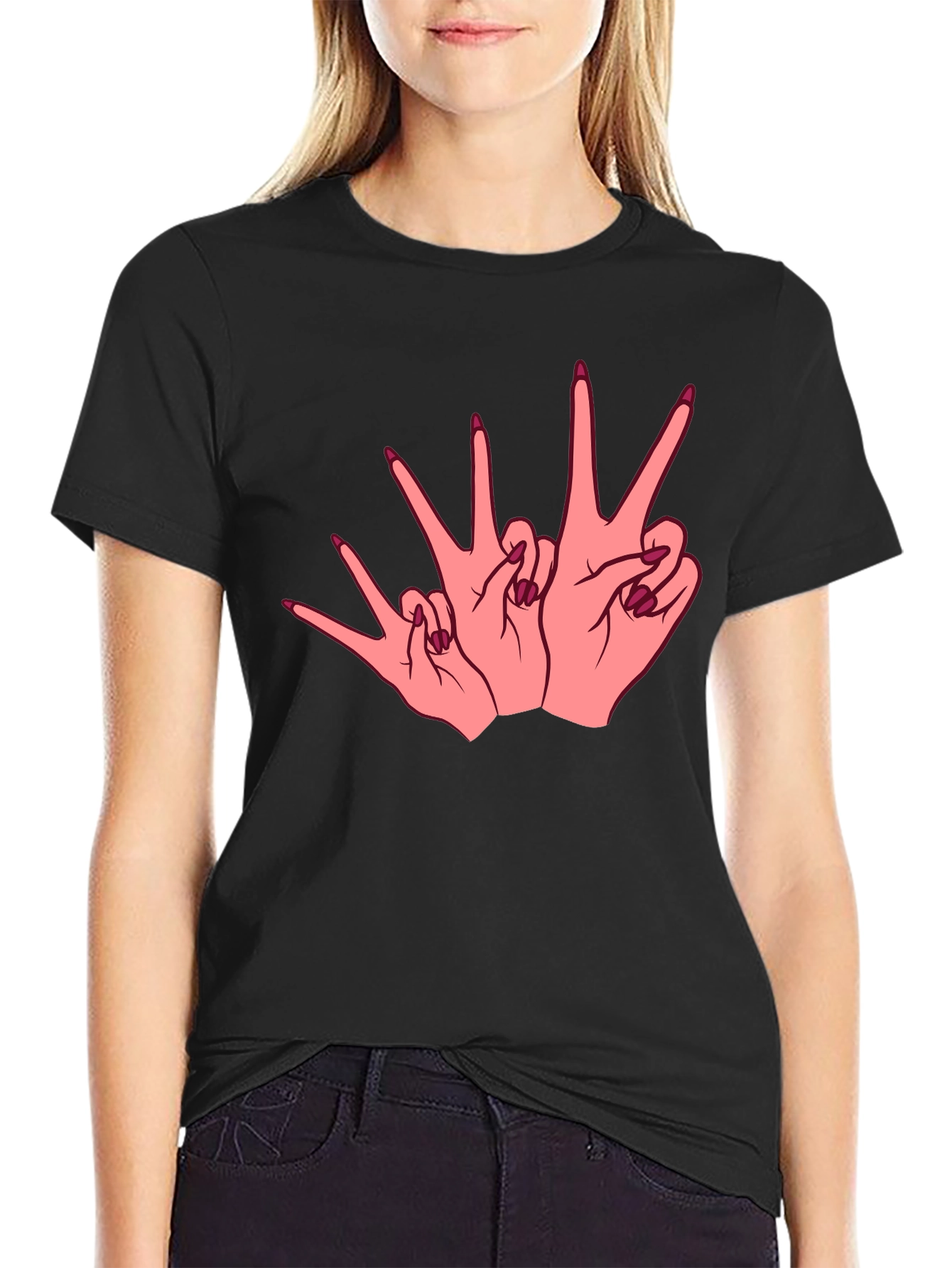 Graphic Tee - Peace Sign Hands Black T-Shirt