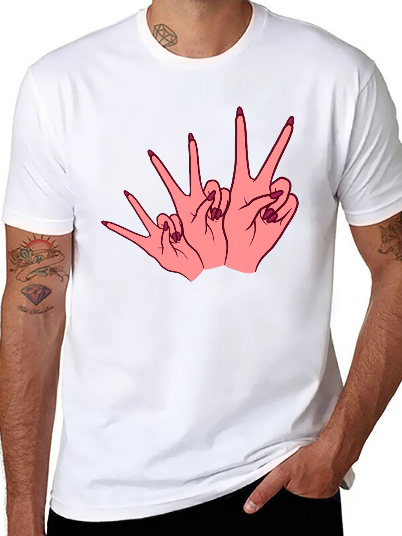 Graphic Tee - Peace Sign Hands Black T-Shirt