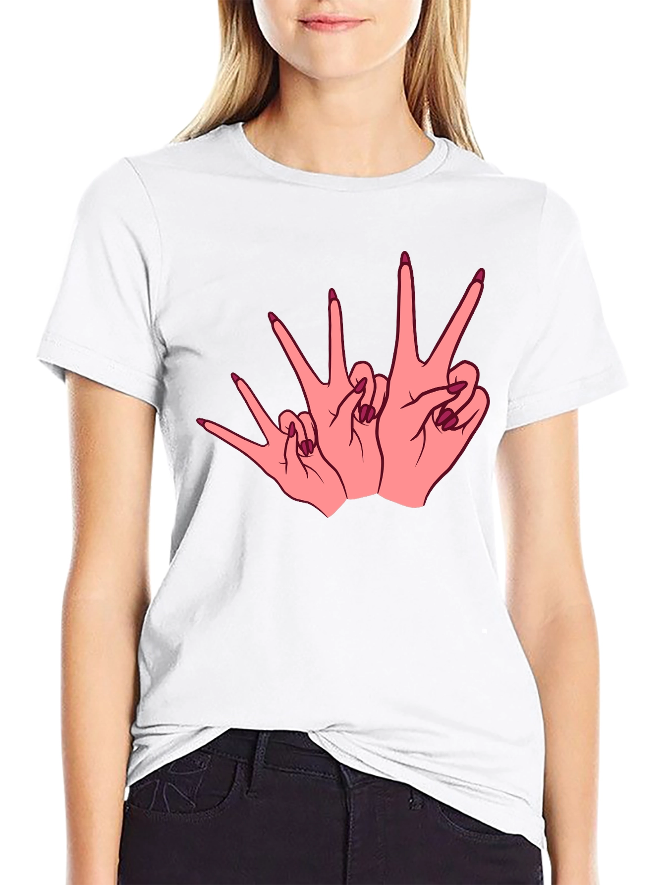 Graphic Tee - Peace Sign Hands Black T-Shirt