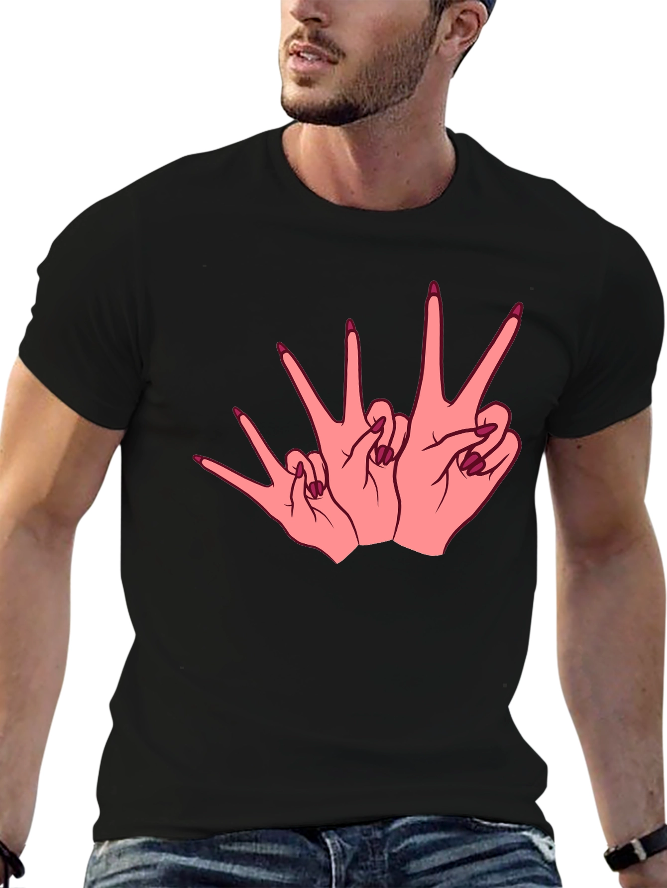 Graphic Tee - Peace Sign Hands Black T-Shirt