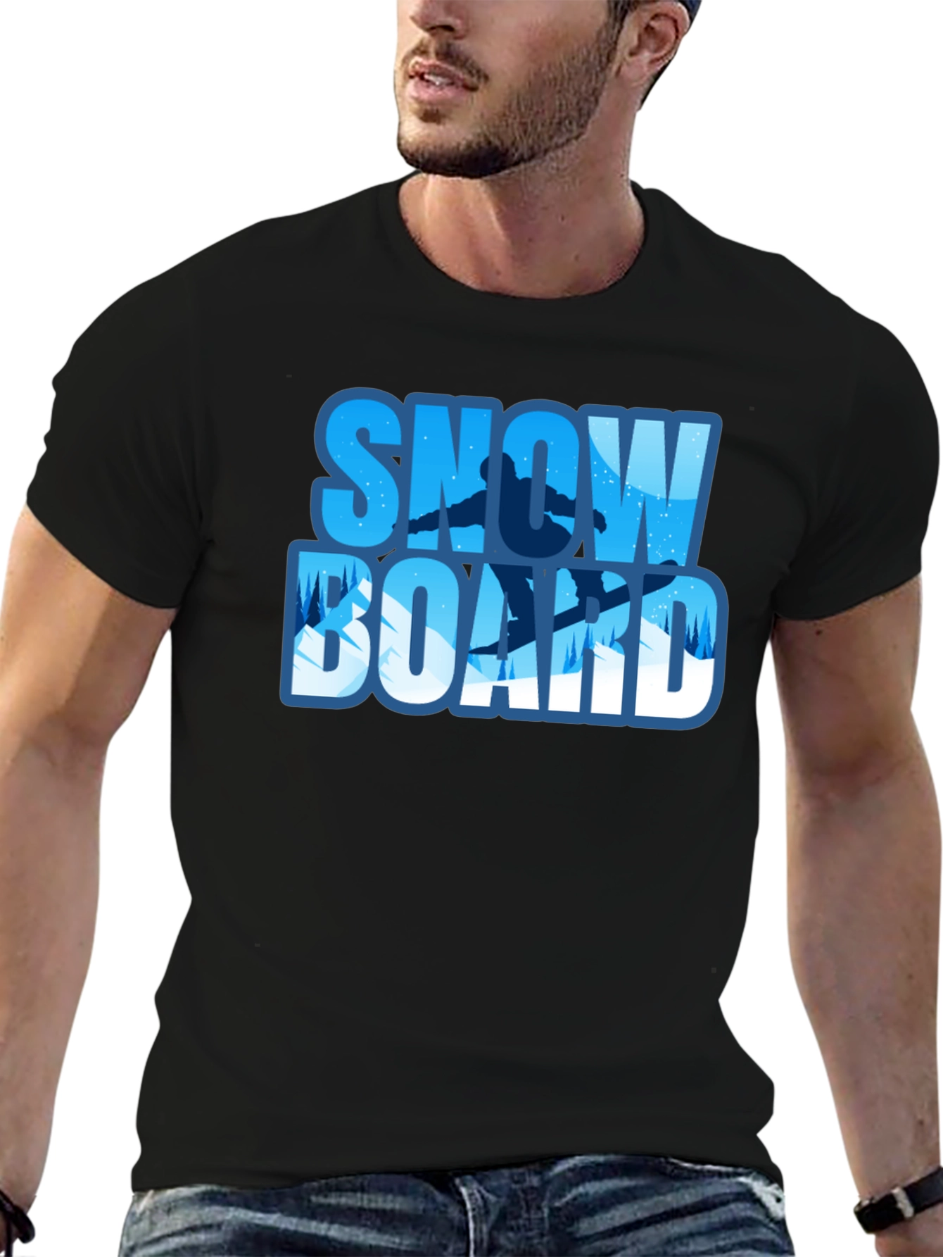 Snowboard Graphic Tee - Black Winter Sport Shirt