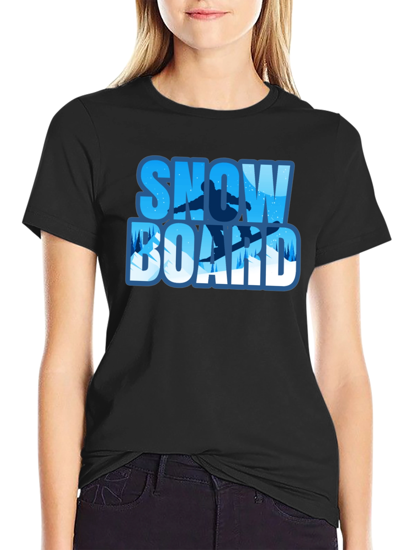 Snowboard Graphic Tee - Black Winter Sport Shirt