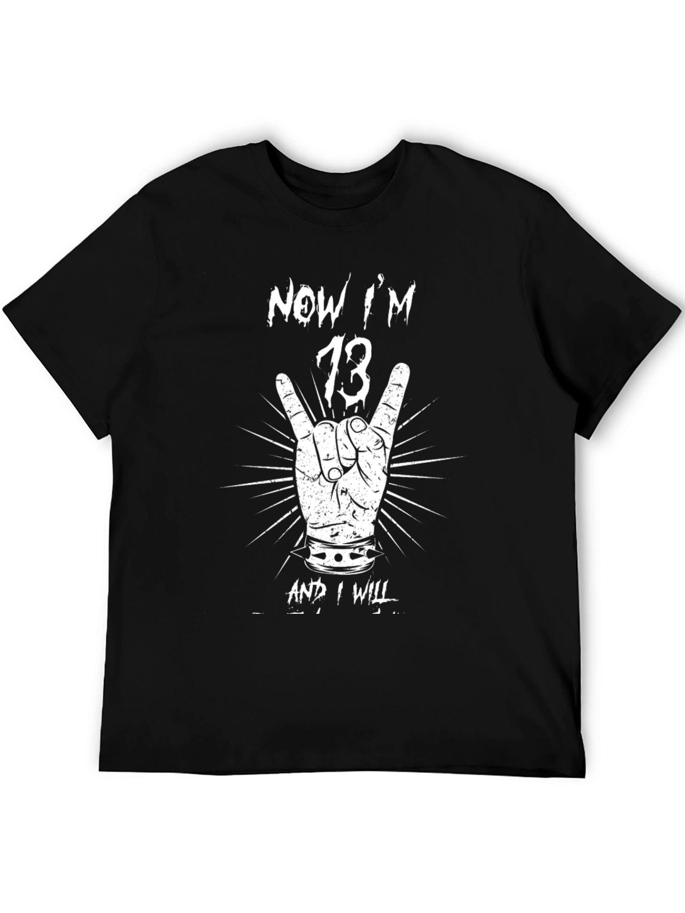 Now Im 13 Black T-Shirt Rock Hand