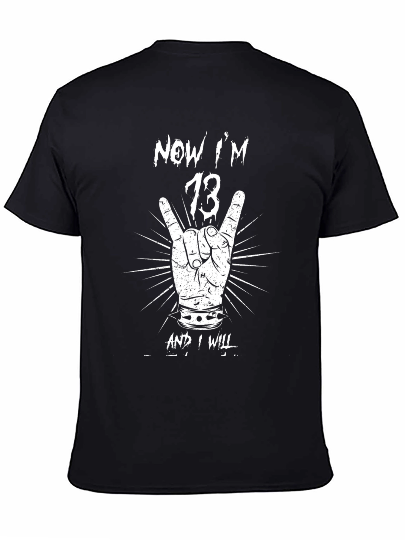 Now Im 13 Black T-Shirt Rock Hand