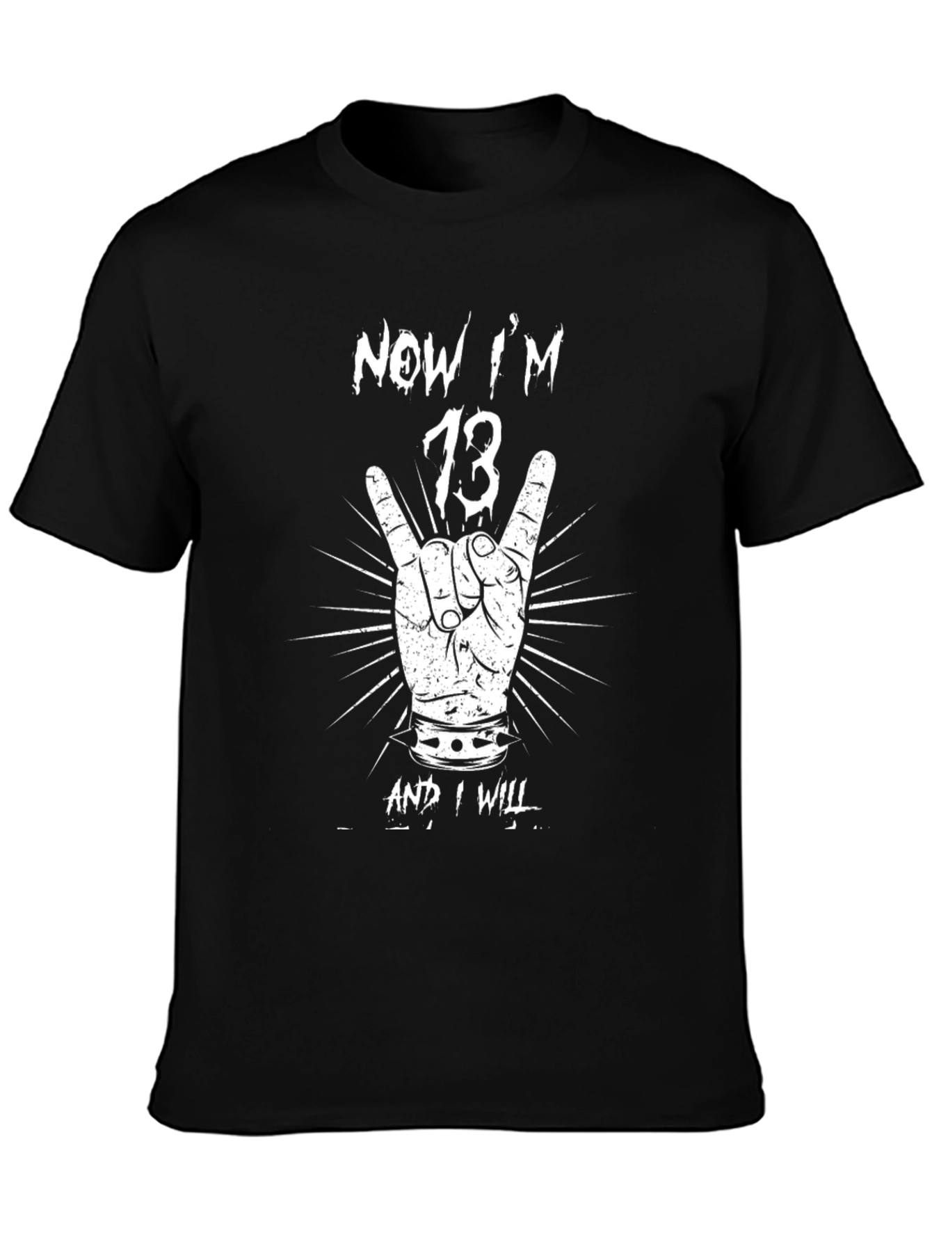 Now Im 13 Black T-Shirt Rock Hand