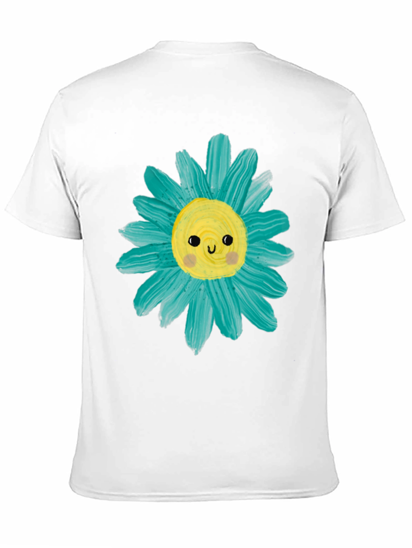Cute Flower Graphic Tee -  Mens Black Casual T-Shirt
