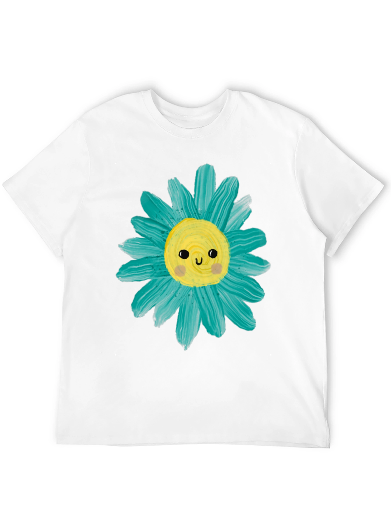 Cute Flower Graphic Tee -  Mens Black Casual T-Shirt