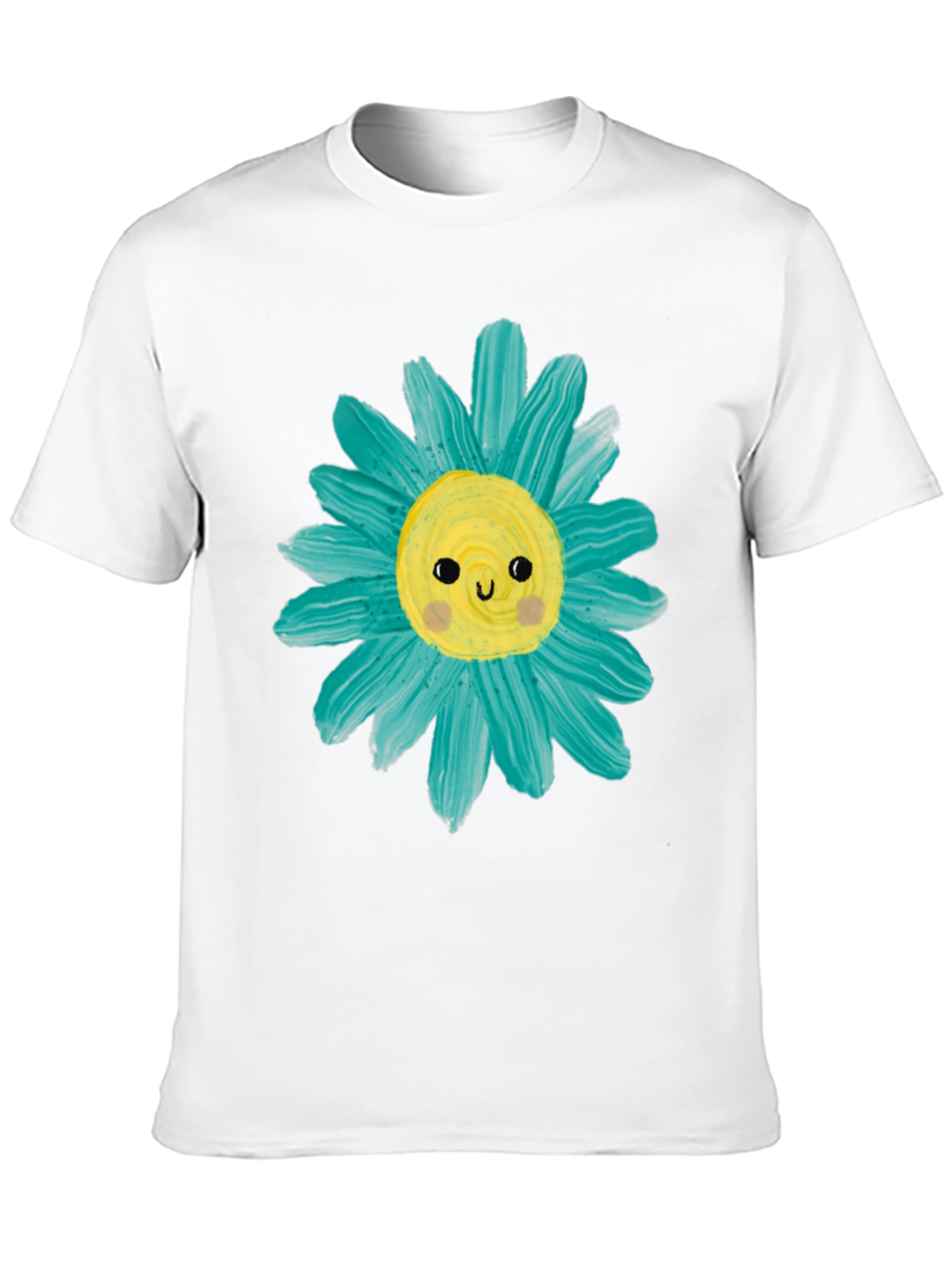 Cute Flower Graphic Tee -  Mens Black Casual T-Shirt