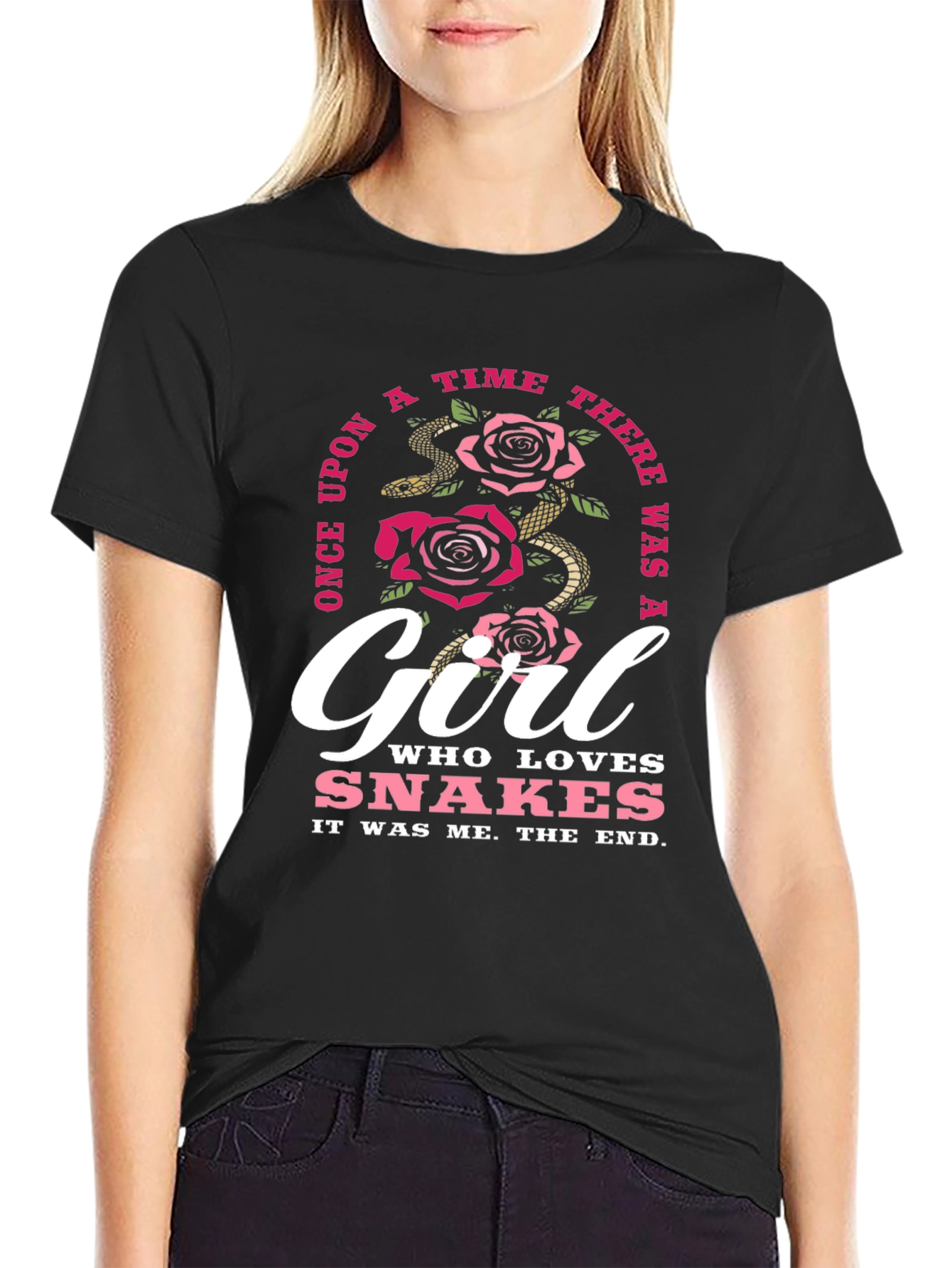 Girl Who Loves Snakes Black T-Shirt