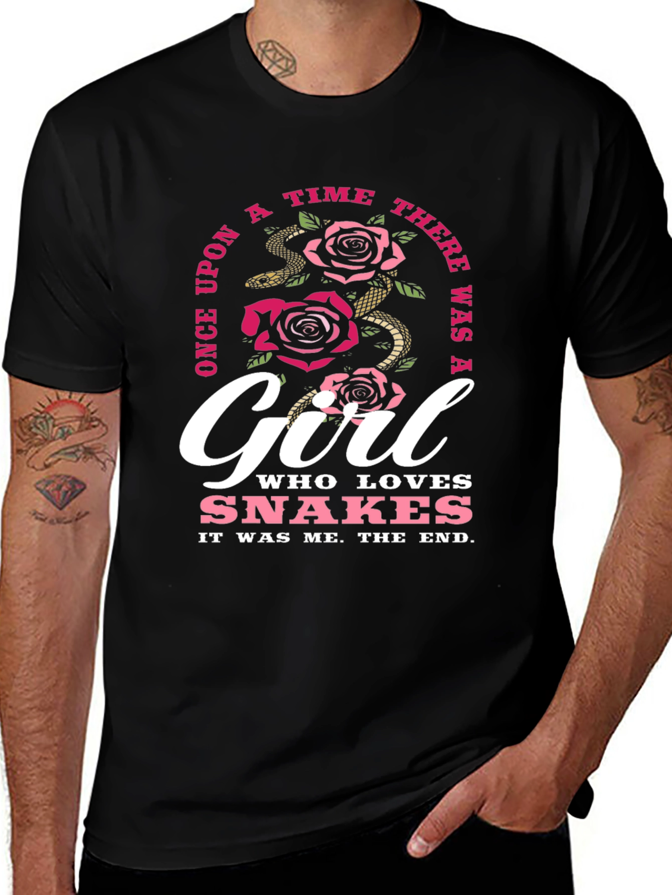 Girl Who Loves Snakes Black T-Shirt