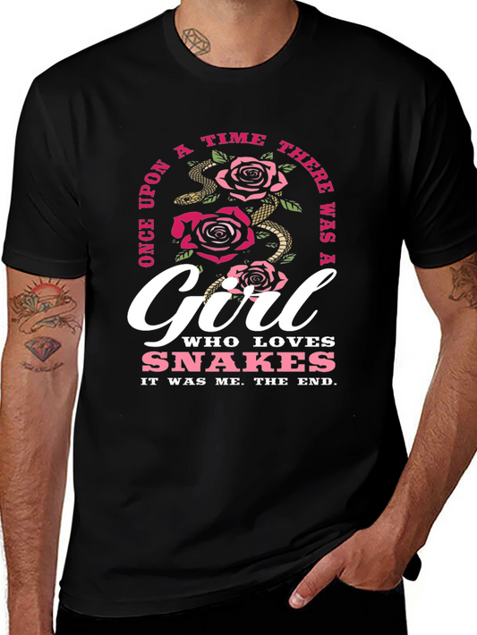Girl Who Loves Snakes Black T-Shirt