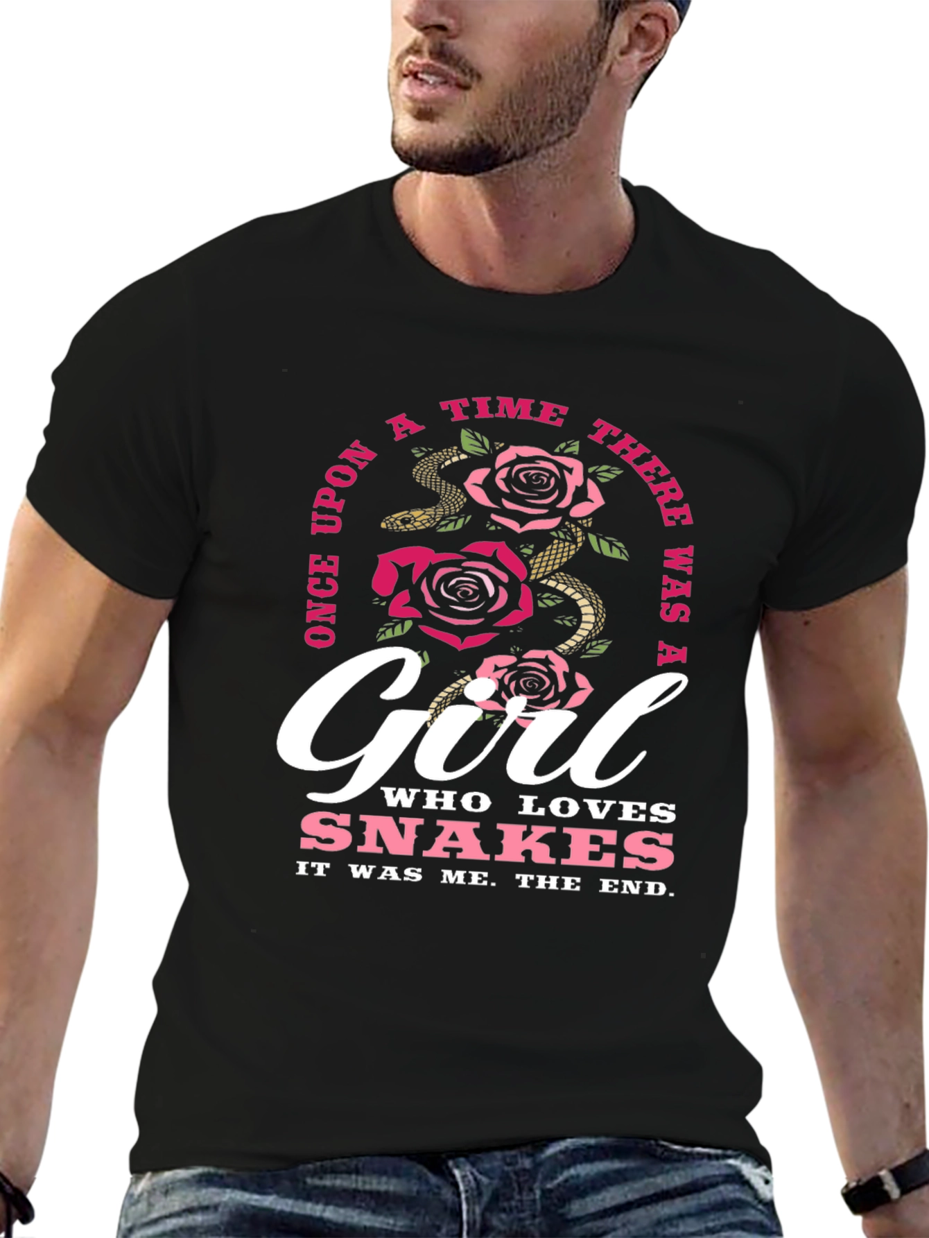Girl Who Loves Snakes Black T-Shirt
