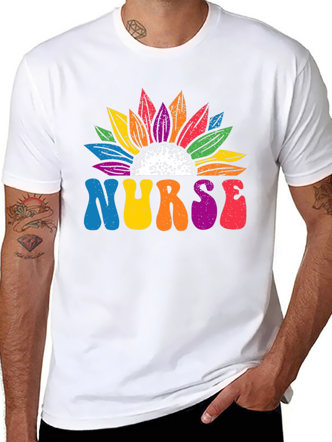 Nurse Rainbow Sunflower T-Shirt