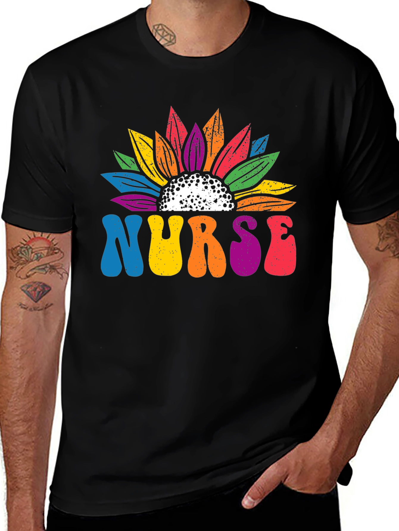 Nurse Rainbow Sunflower T-Shirt