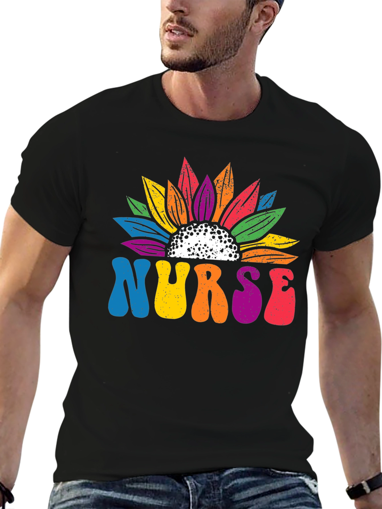 Nurse Rainbow Sunflower T-Shirt