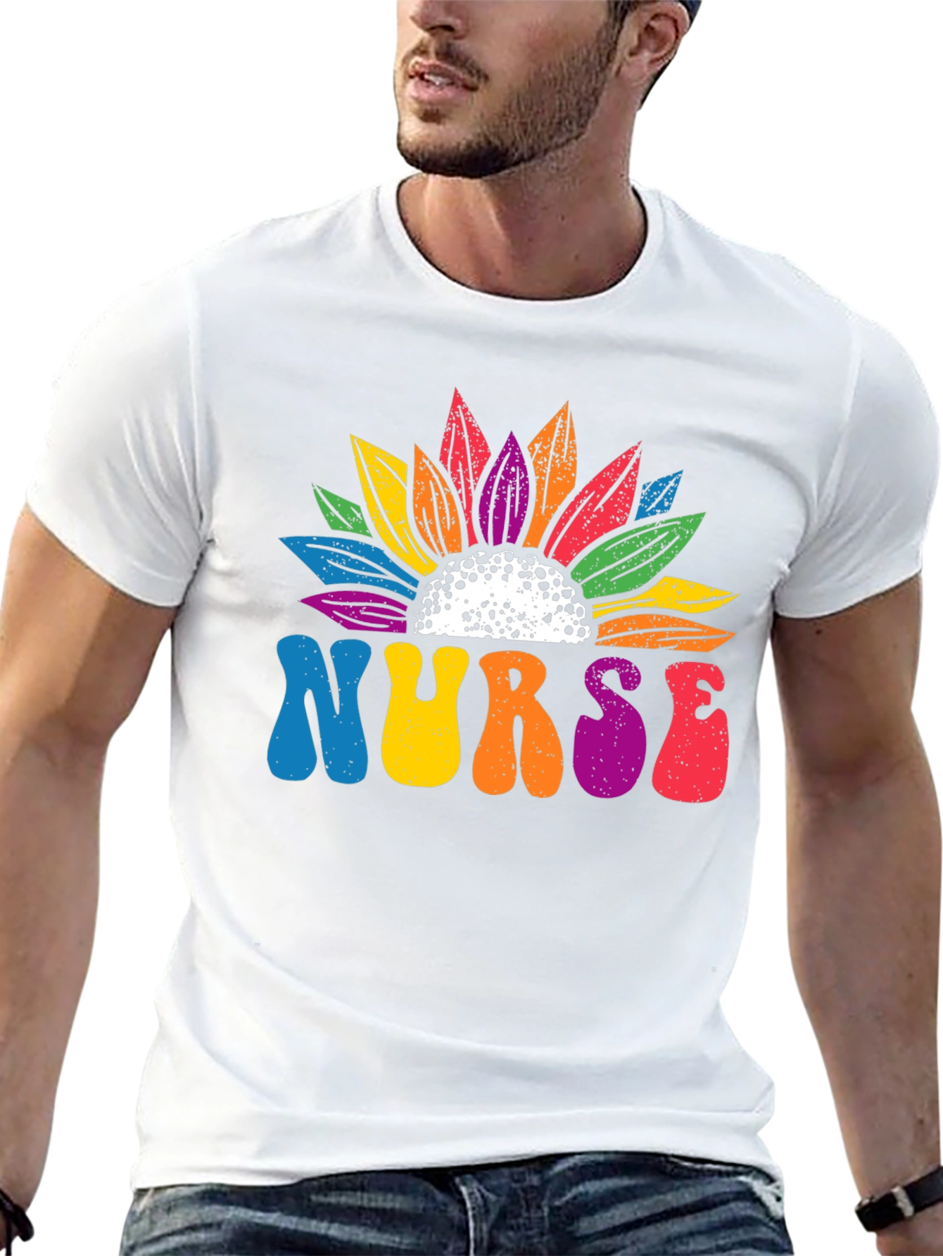 Nurse Rainbow Sunflower T-Shirt