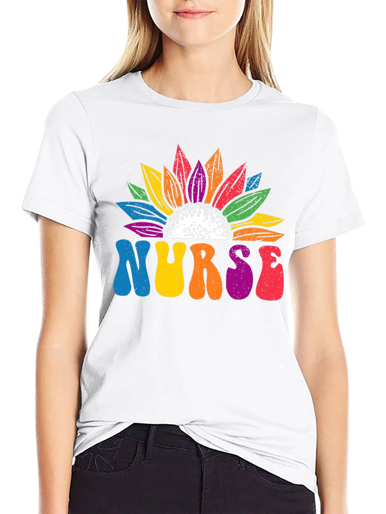 Nurse Rainbow Sunflower T-Shirt