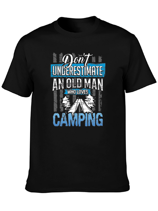Dont Underestimate an Old Man Camping Graphic Tee