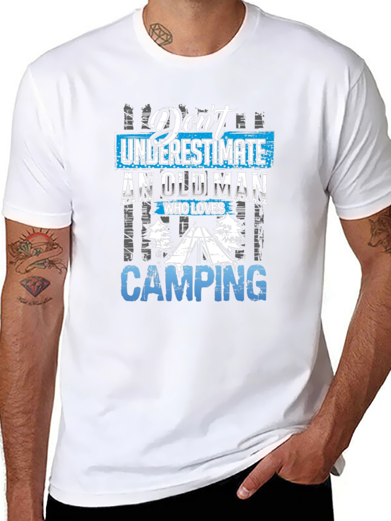 Dont Underestimate an Old Man Camping Graphic Tee