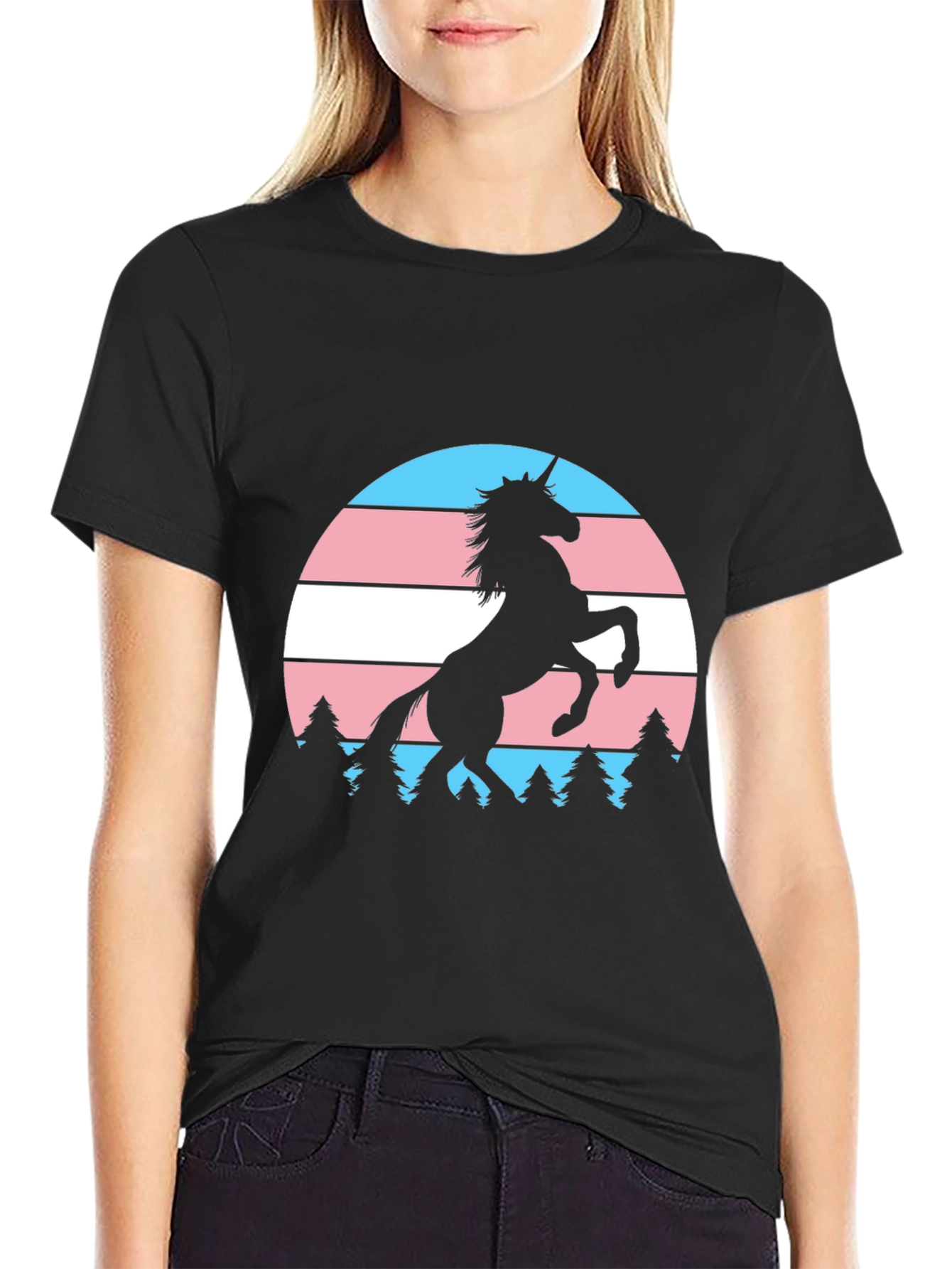 Trans Pride Unicorn T-Shirt - Black