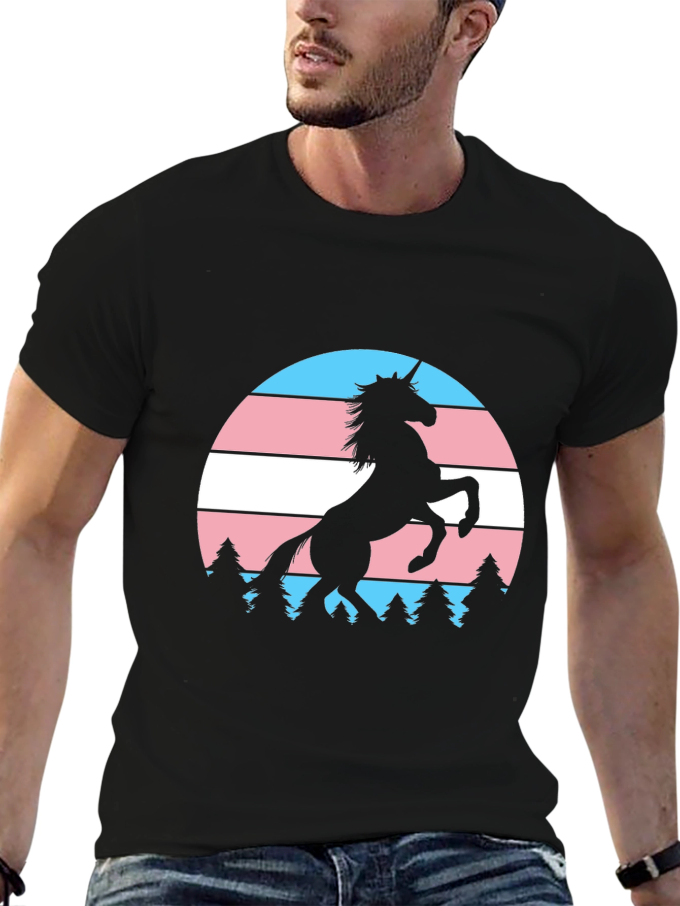Trans Pride Unicorn T-Shirt - Black