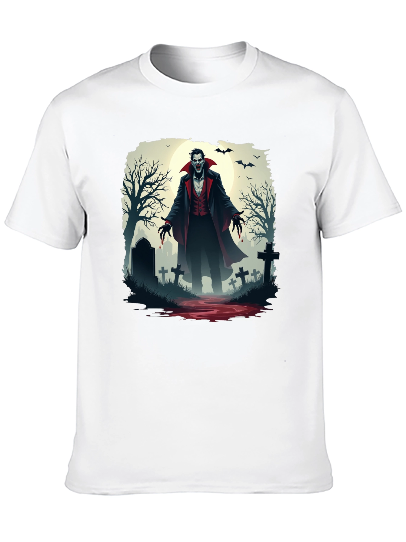 Vampire Graveyard Graphic Tee - Halloween Style