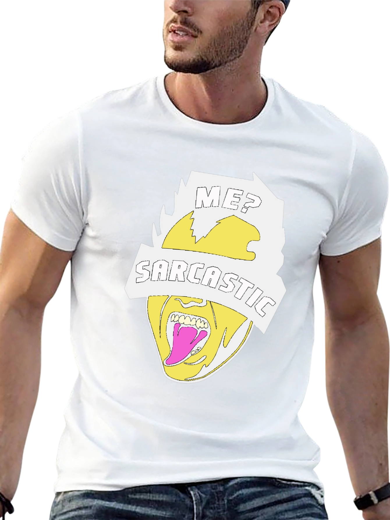 Sarcastic Graphic Tee - Black Crew Neck T-Shirt