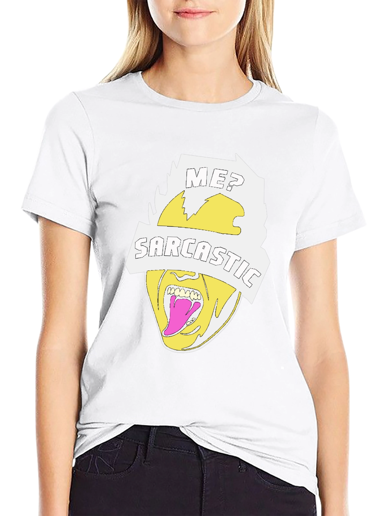 Sarcastic Graphic Tee - Black Crew Neck T-Shirt
