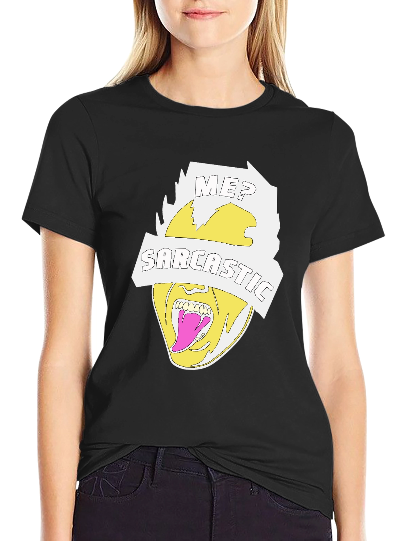 Sarcastic Graphic Tee - Black Crew Neck T-Shirt