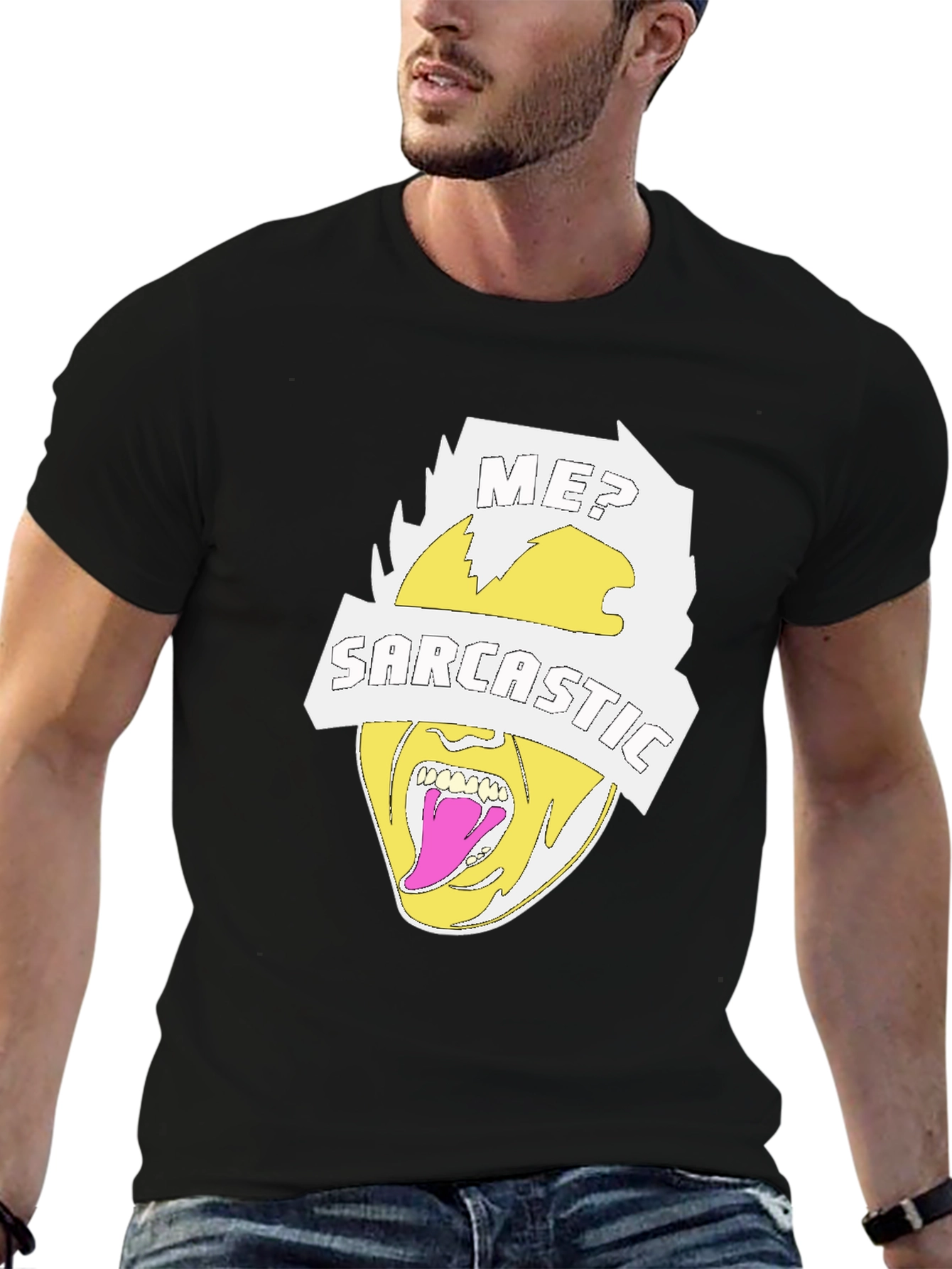 Sarcastic Graphic Tee - Black Crew Neck T-Shirt