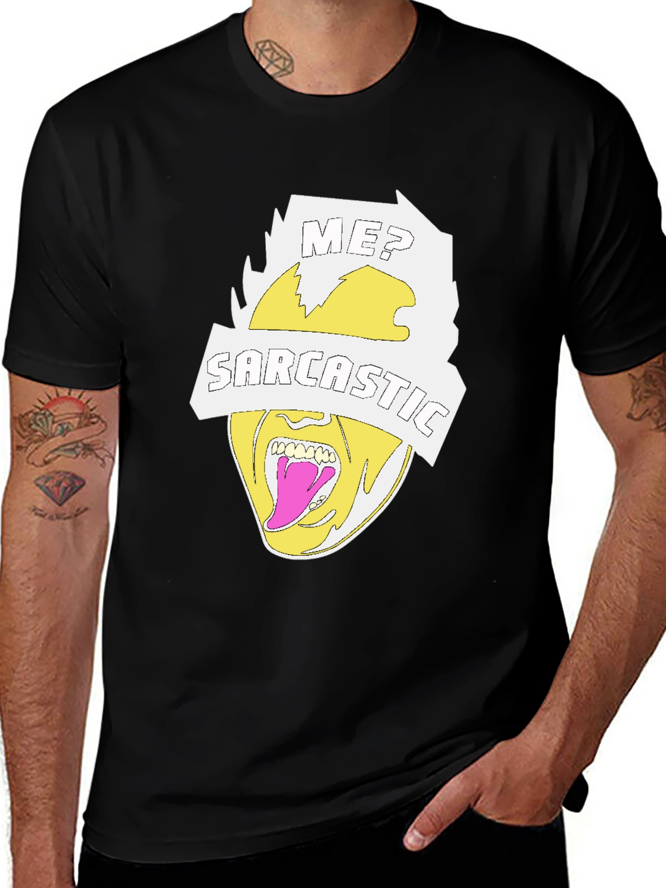 Sarcastic Graphic Tee - Black Crew Neck T-Shirt