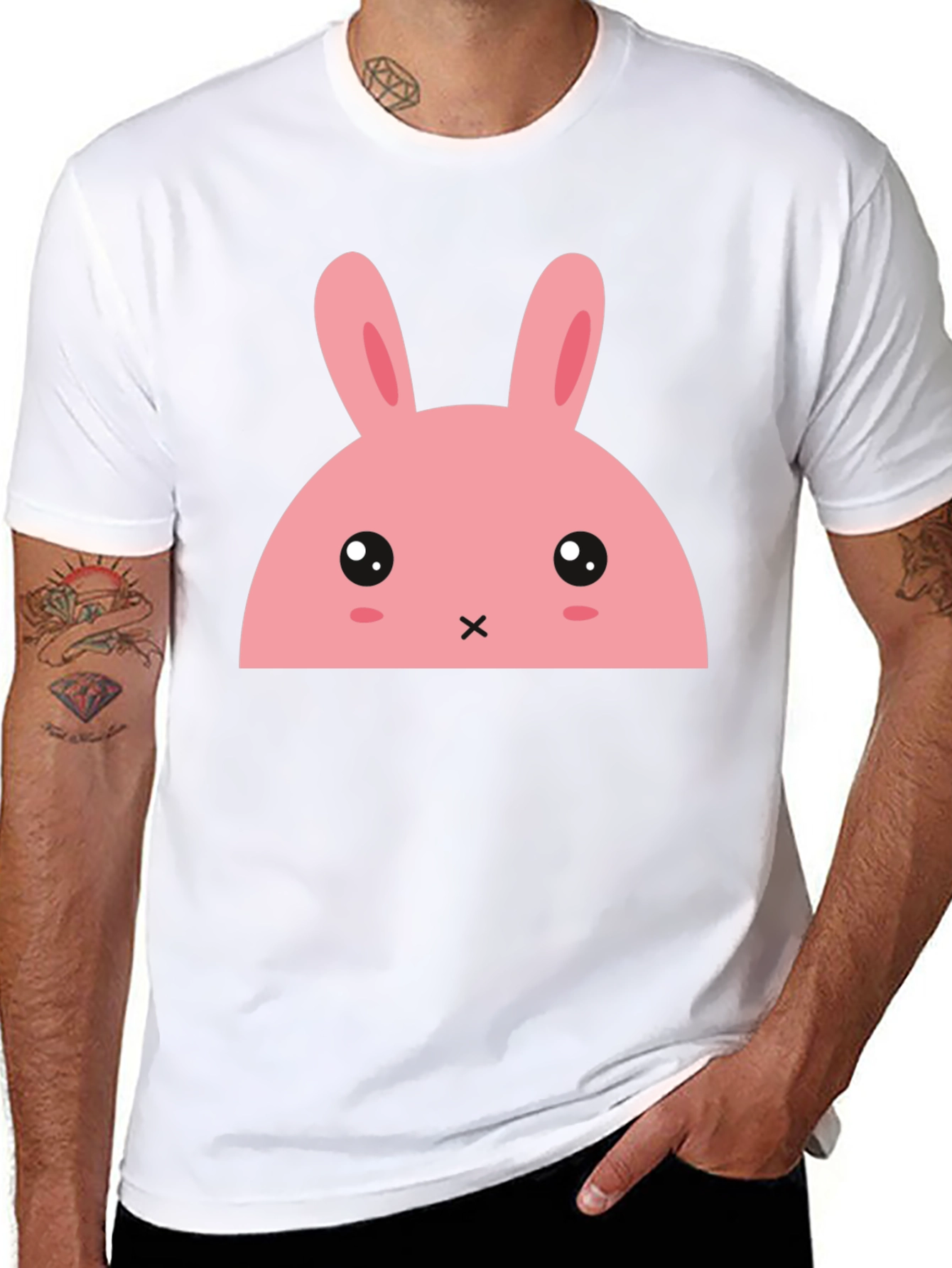 Kawaii Bunny Graphic Tee - Black T-Shirt