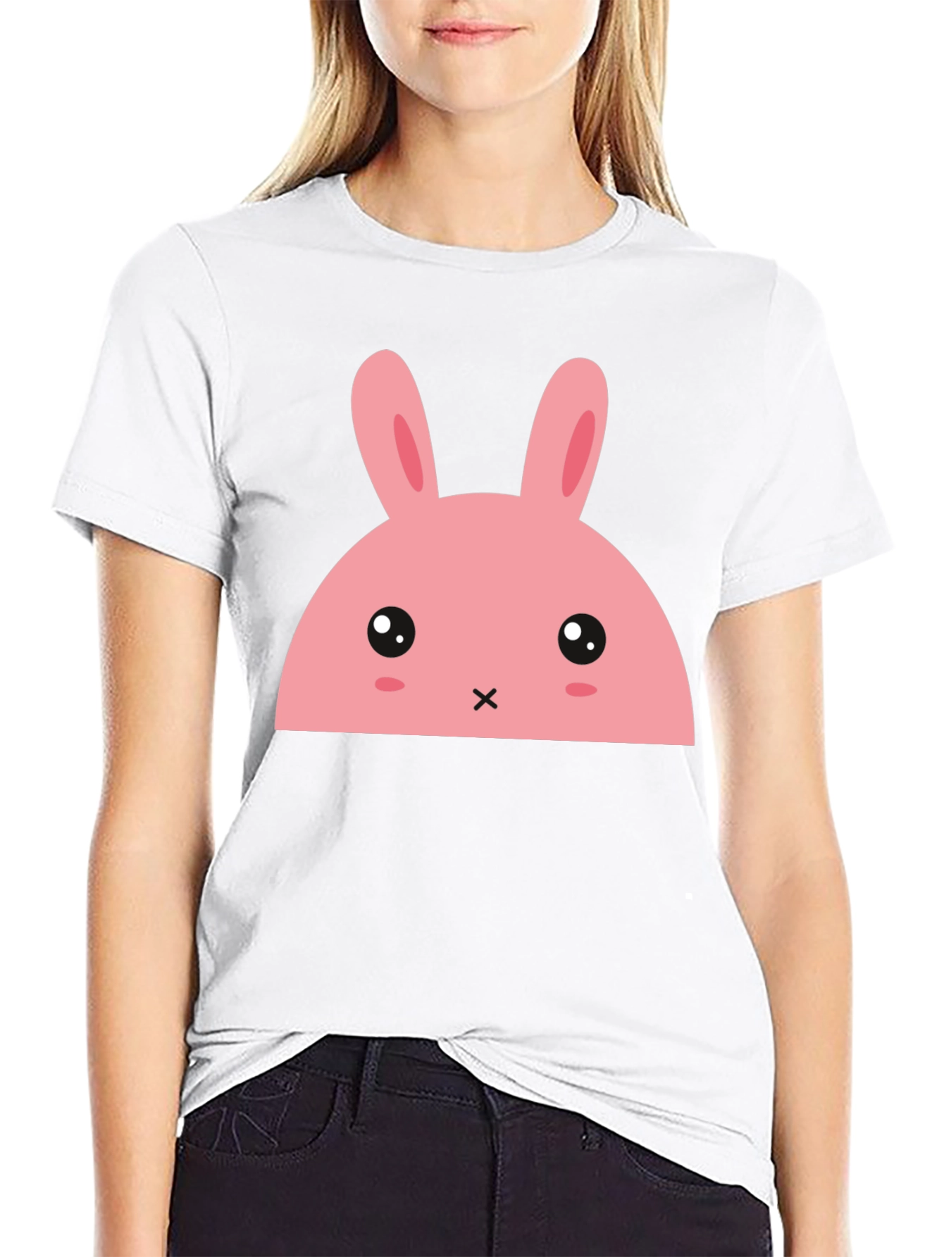 Kawaii Bunny Graphic Tee - Black T-Shirt
