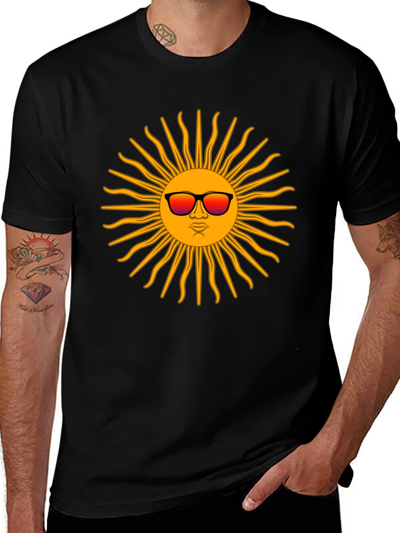 Cool Sun Graphic T-Shirt - Black Casual Tee