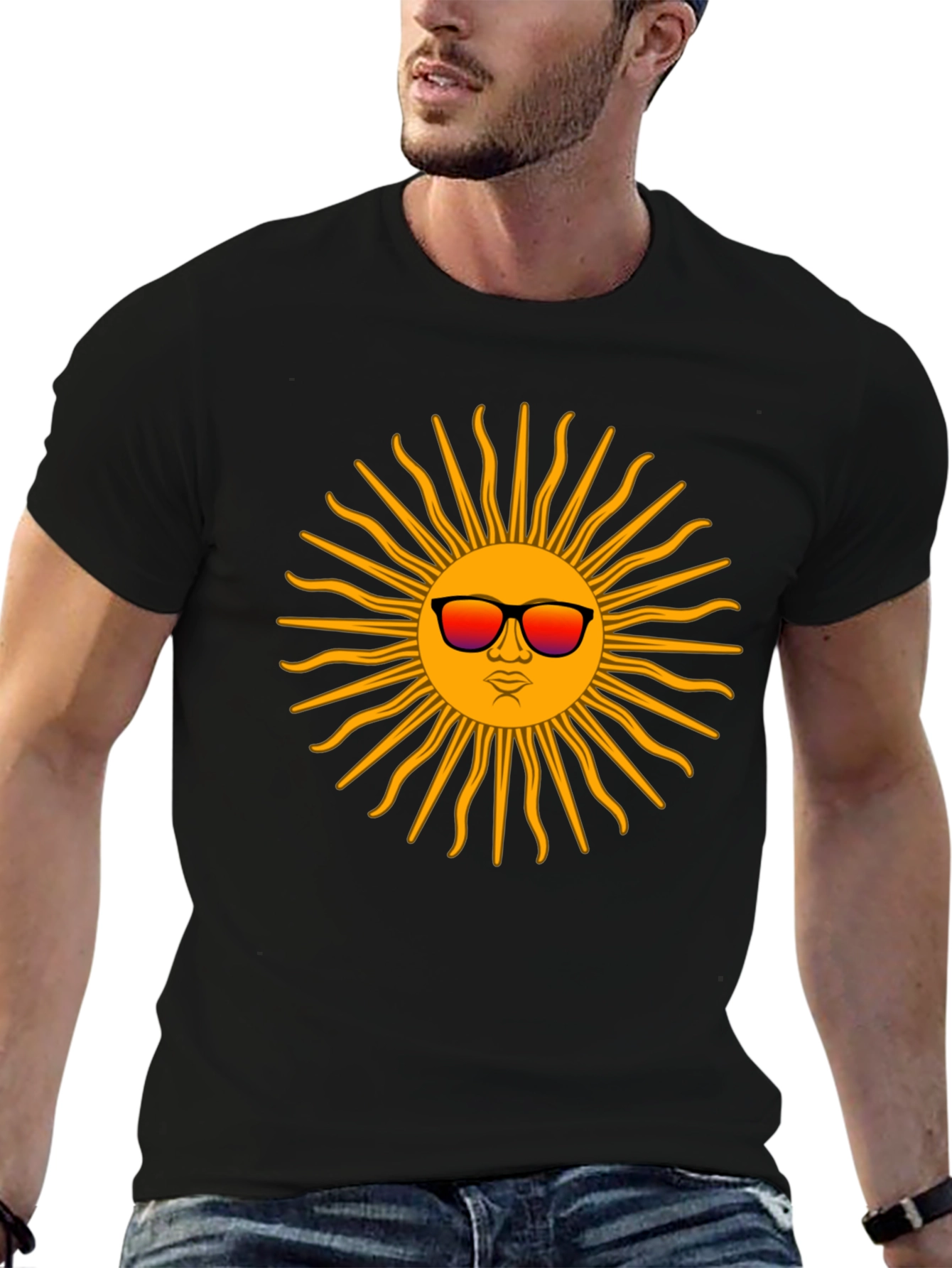 Cool Sun Graphic T-Shirt - Black Casual Tee