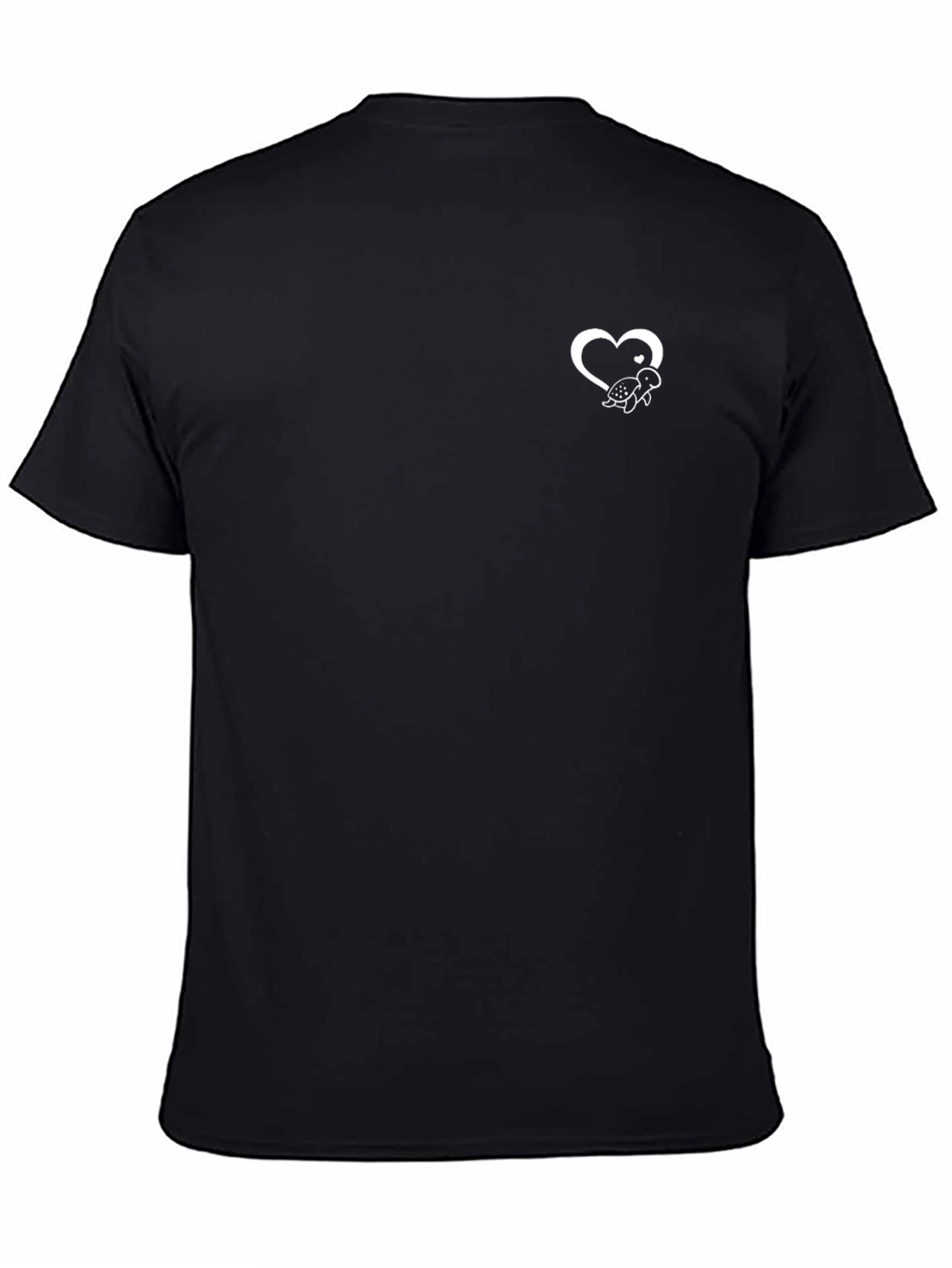 Black Tee with Heart Turtle Graphic