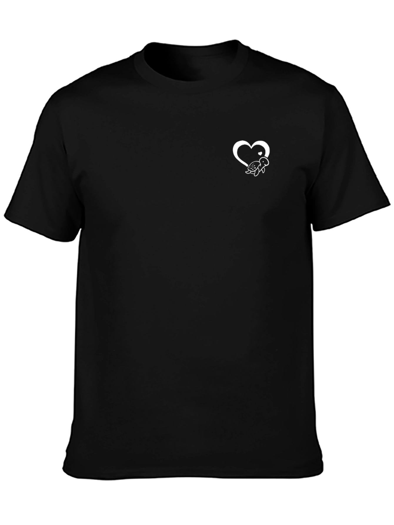 Black Tee with Heart Turtle Graphic