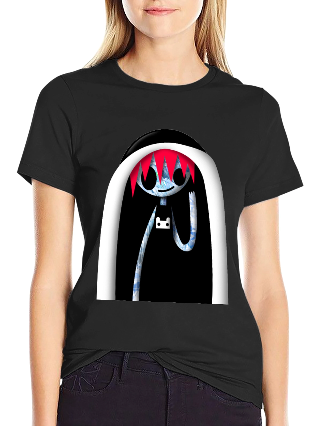 Cartoon Character Graphic Print Black Tee