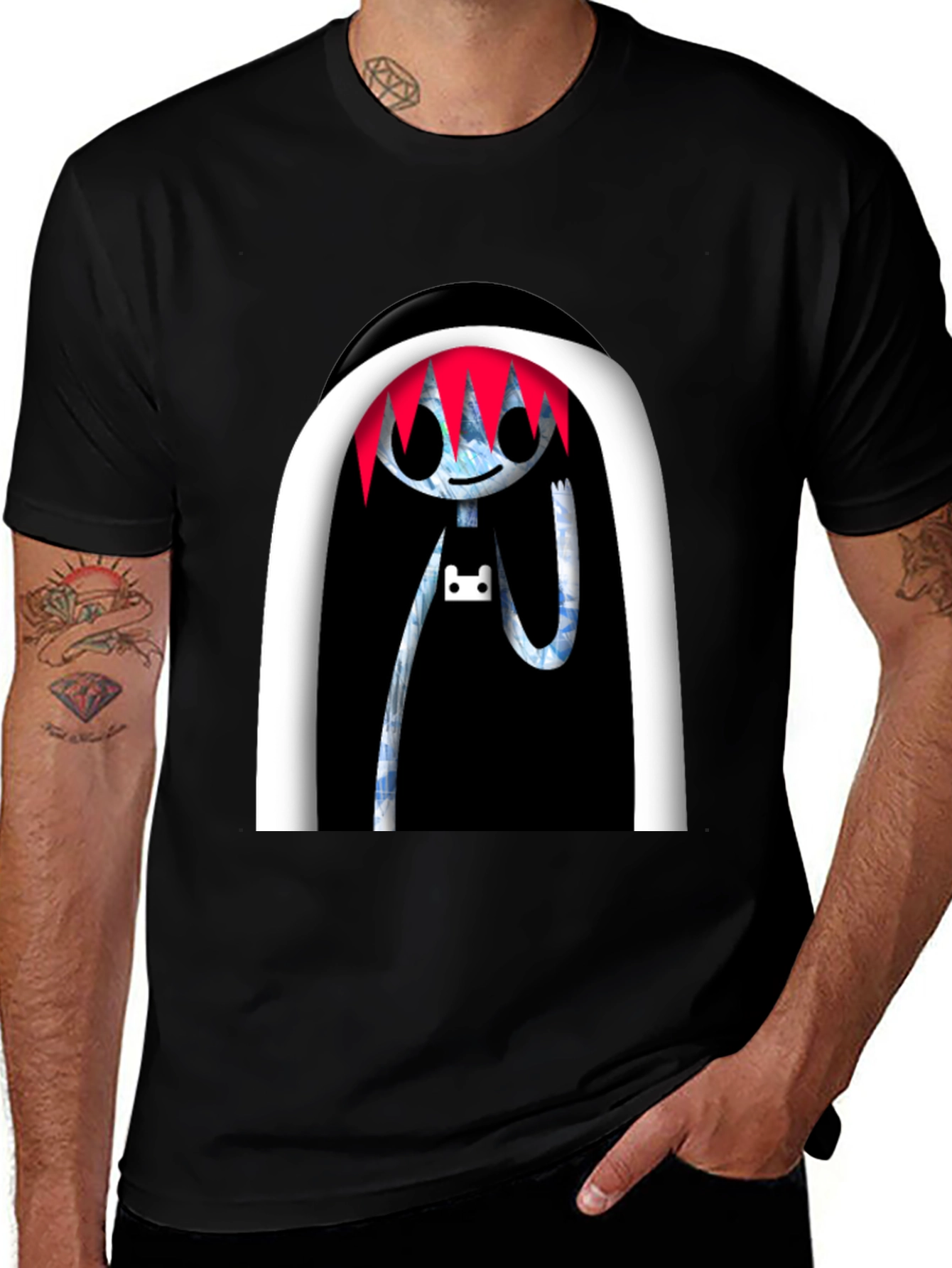Cartoon Character Graphic Print Black Tee