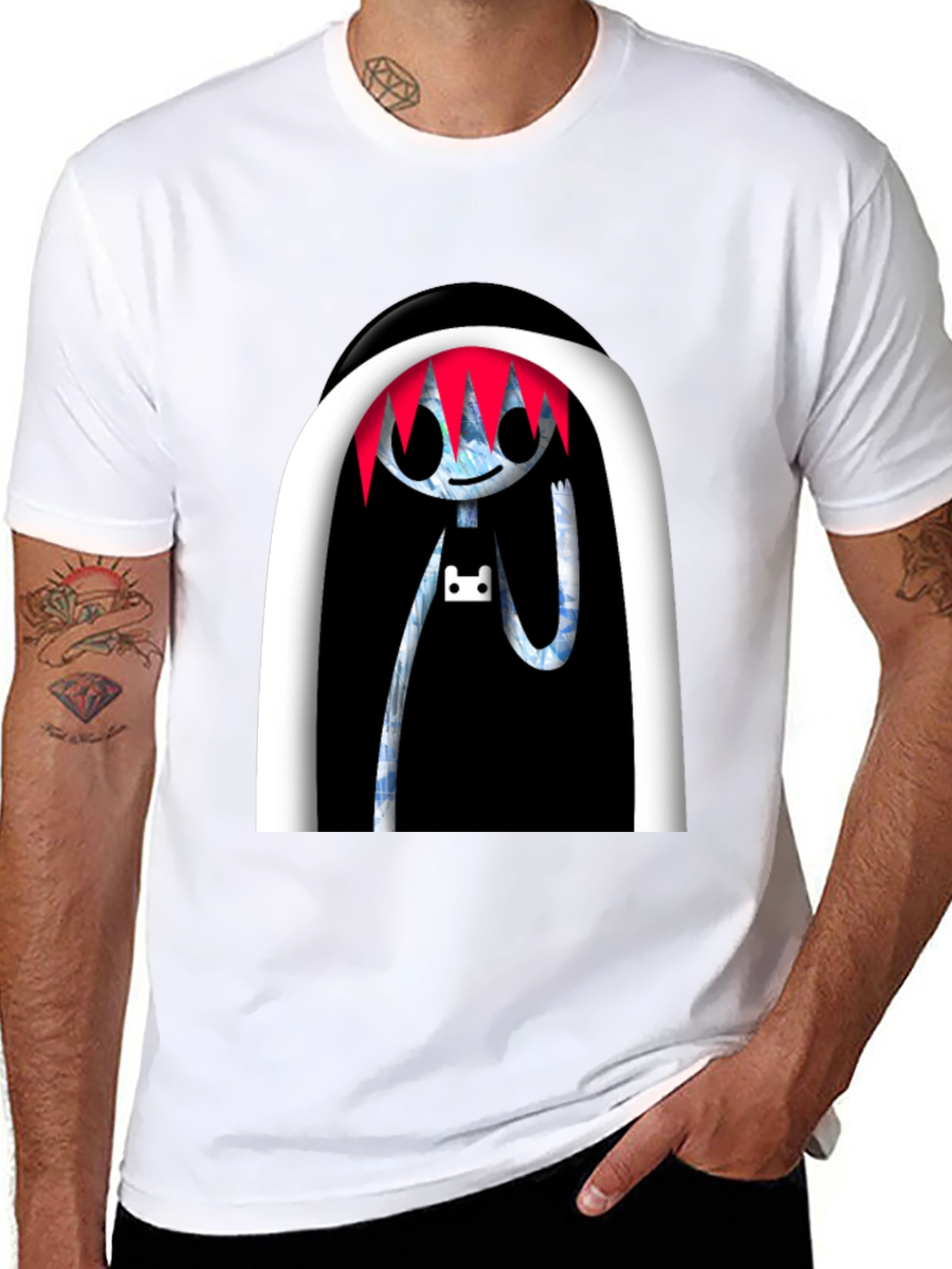 Cartoon Character Graphic Print Black Tee