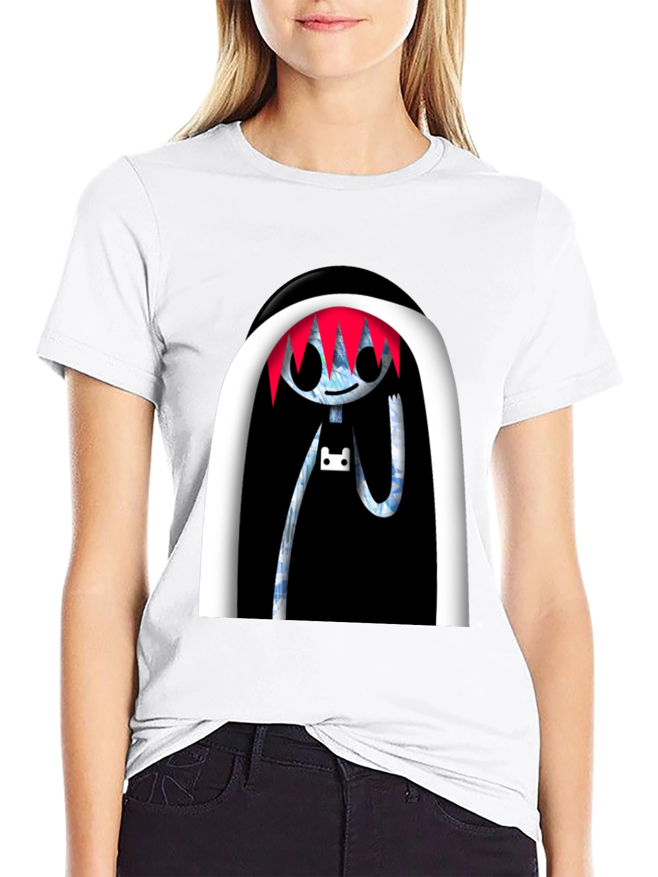 Cartoon Character Graphic Print Black Tee
