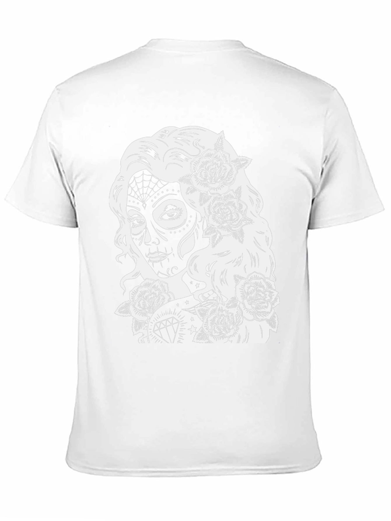 Sugar Skull Woman Rose Graphic Black T-Shirt