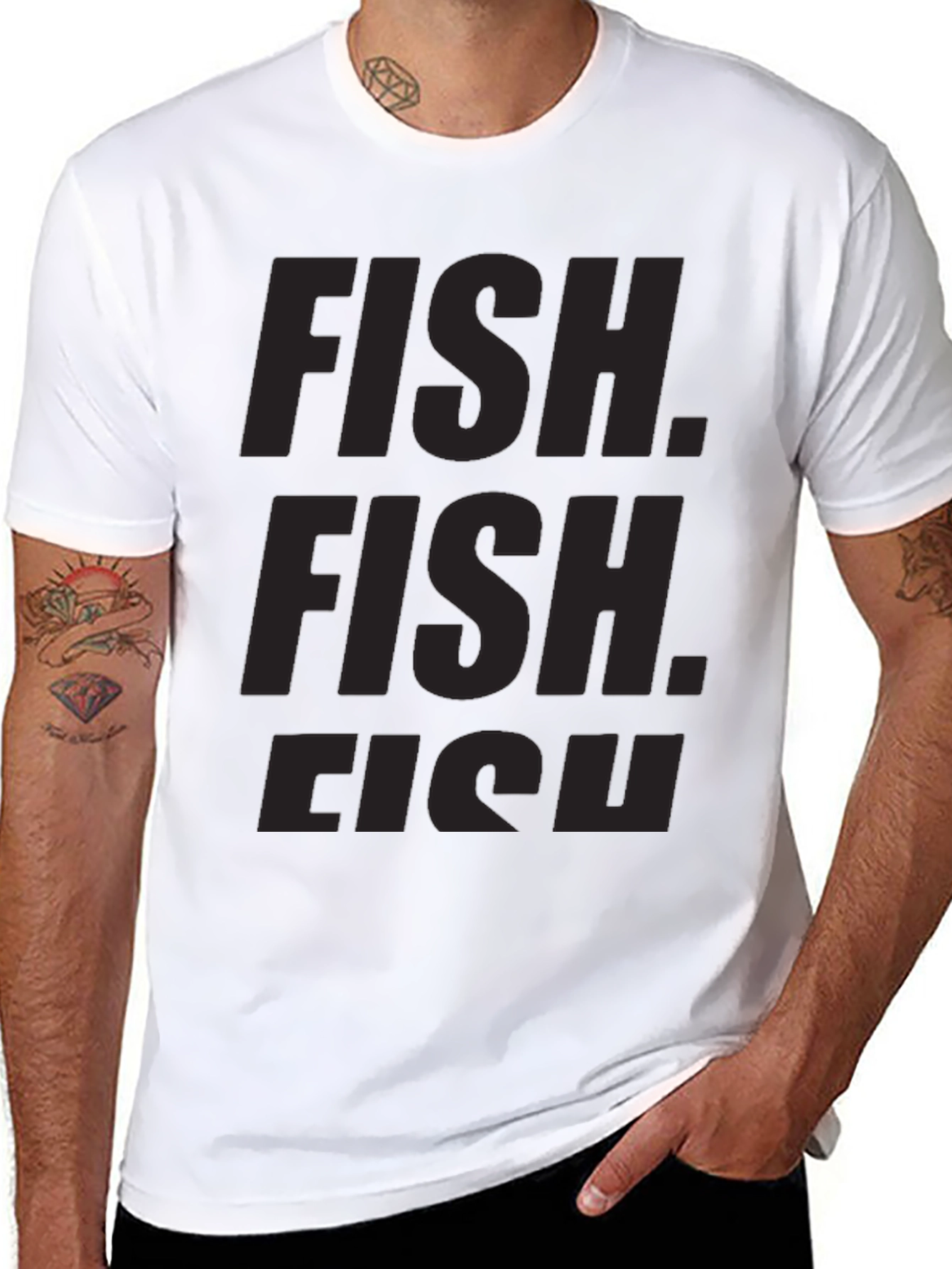 Black FISH Graphic Crew Neck T-Shirt