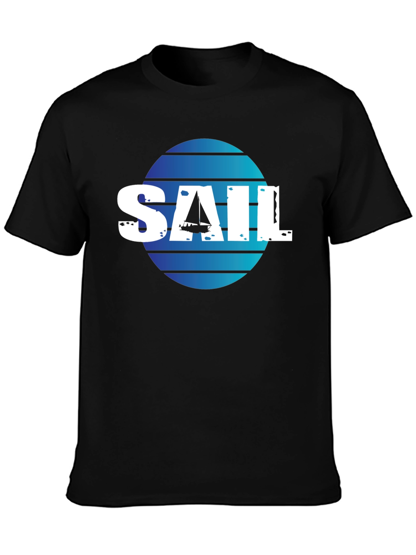 Sailboat Graphic Tee - Black Cotton T-Shirt